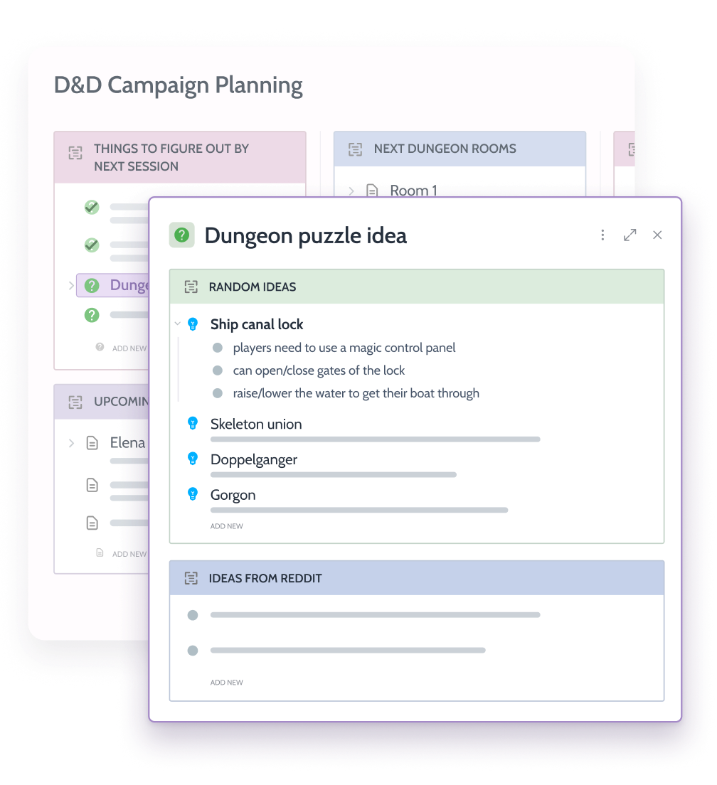 A single campaign idea opened into its own Context space, with room to work out details without cluttering the main board.